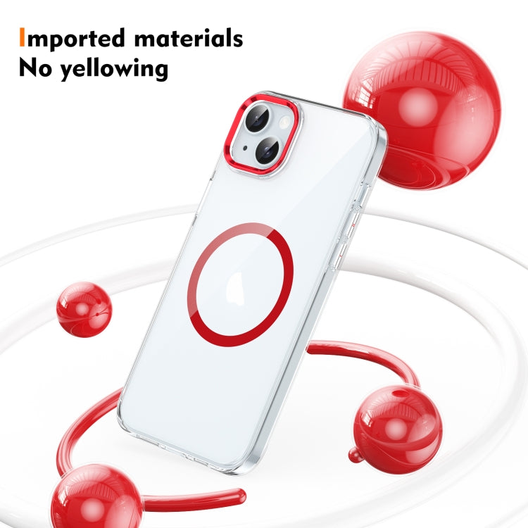 For iPhone 13 Ice Feel HD Transparent MagSafe PC Full Coverage Phone Case(Red) by buy2fix