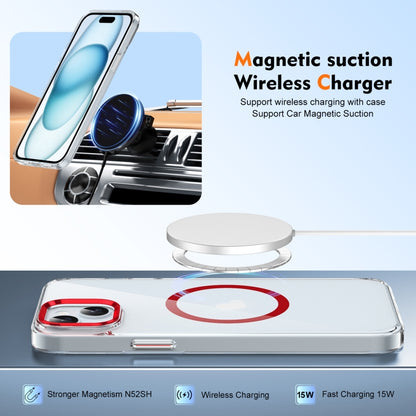 For iPhone 13 Ice Feel HD Transparent MagSafe PC Full Coverage Phone Case(Red) by buy2fix