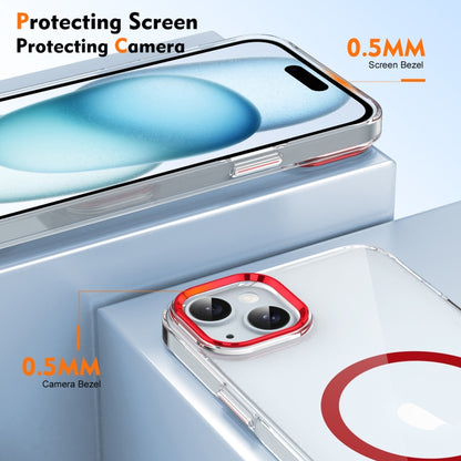 For iPhone 13 Ice Feel HD Transparent MagSafe PC Full Coverage Phone Case(Red) by buy2fix