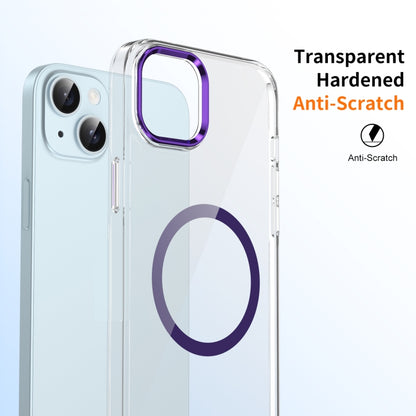 For iPhone 14 Ice Feel HD Transparent MagSafe PC Full Coverage Phone Case(Purple) by buy2fix