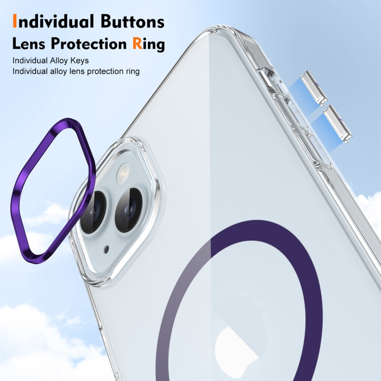 For iPhone 14 Ice Feel HD Transparent MagSafe PC Full Coverage Phone Case(Purple) by buy2fix