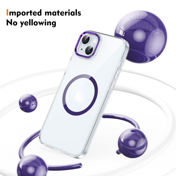For iPhone 14 Ice Feel HD Transparent MagSafe PC Full Coverage Phone Case(Purple) by buy2fix