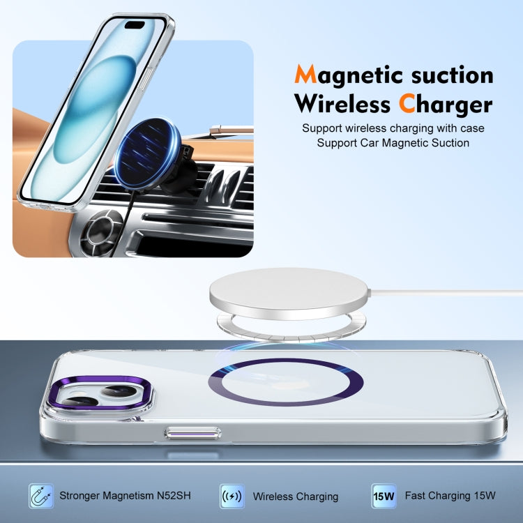 For iPhone 14 Ice Feel HD Transparent MagSafe PC Full Coverage Phone Case(Purple) by buy2fix