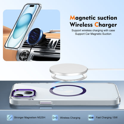 For iPhone 14 Ice Feel HD Transparent MagSafe PC Full Coverage Phone Case(Purple) by buy2fix