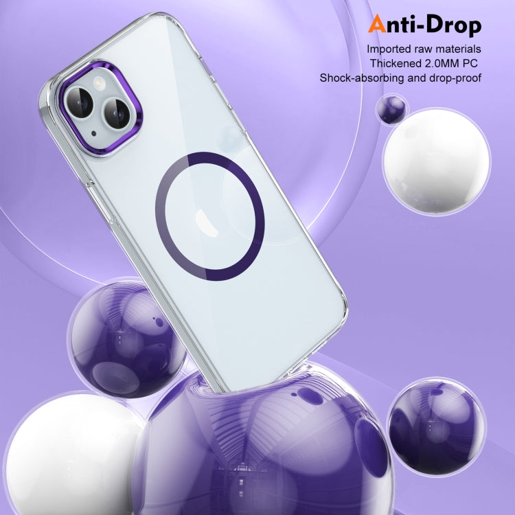 For iPhone 14 Ice Feel HD Transparent MagSafe PC Full Coverage Phone Case(Purple) by buy2fix