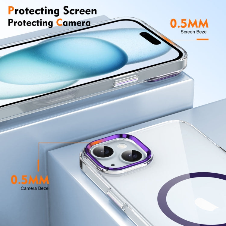 For iPhone 14 Ice Feel HD Transparent MagSafe PC Full Coverage Phone Case(Purple) by buy2fix