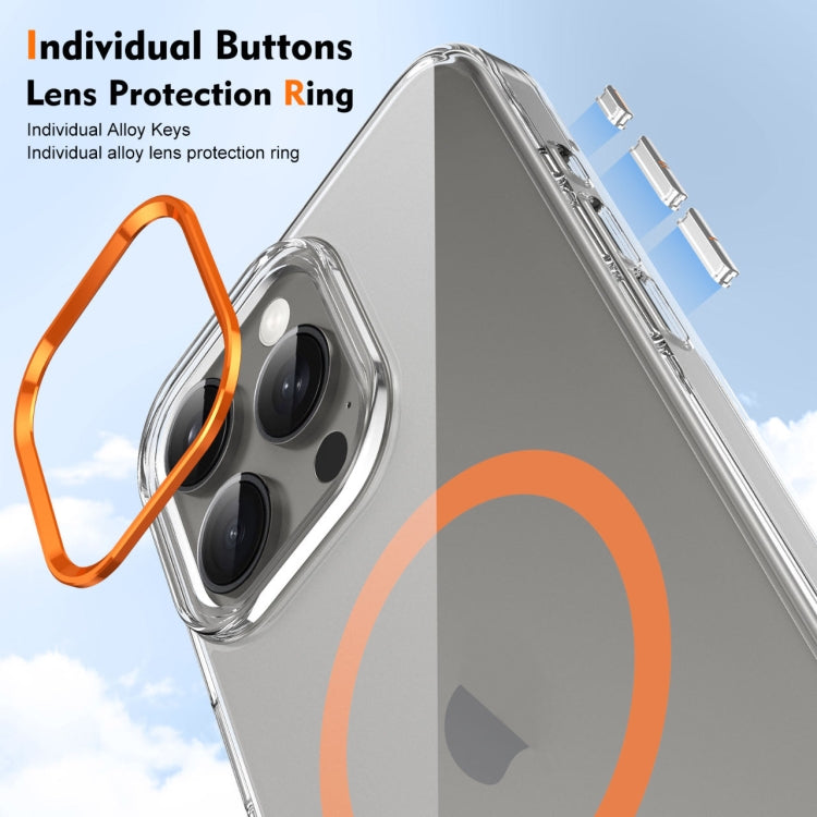 For iPhone 16 Pro Ice Feel HD Transparent MagSafe PC Full Coverage Phone Case(Orange) by buy2fix