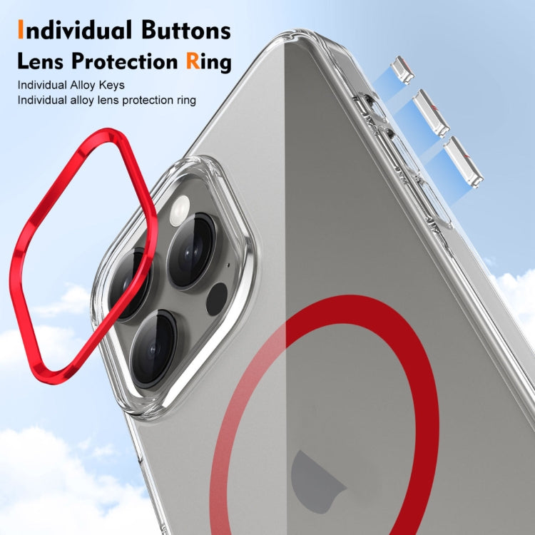 For iPhone 16 Pro Ice Feel HD Transparent MagSafe PC Full Coverage Phone Case(Red) by buy2fix