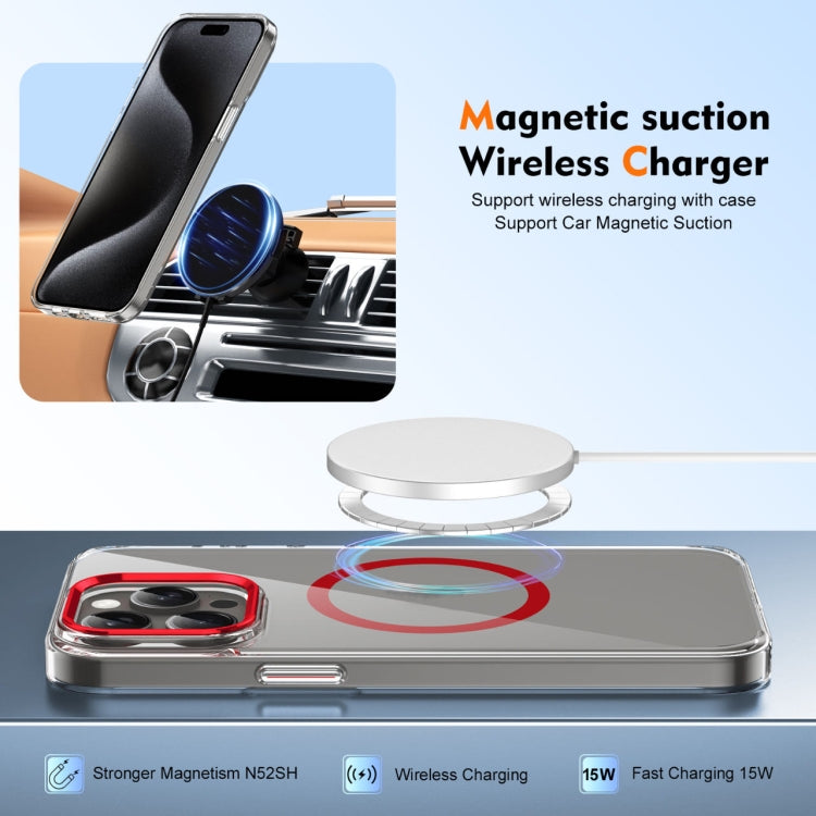 For iPhone 16 Pro Ice Feel HD Transparent MagSafe PC Full Coverage Phone Case(Red) by buy2fix