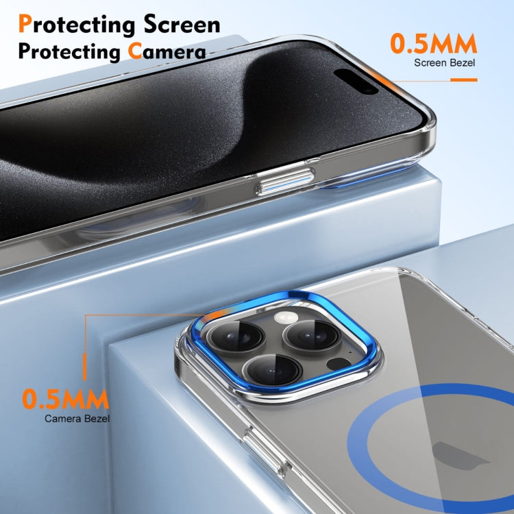 For iPhone 16 Pro Ice Feel HD Transparent MagSafe PC Full Coverage Phone Case(Blue) by buy2fix