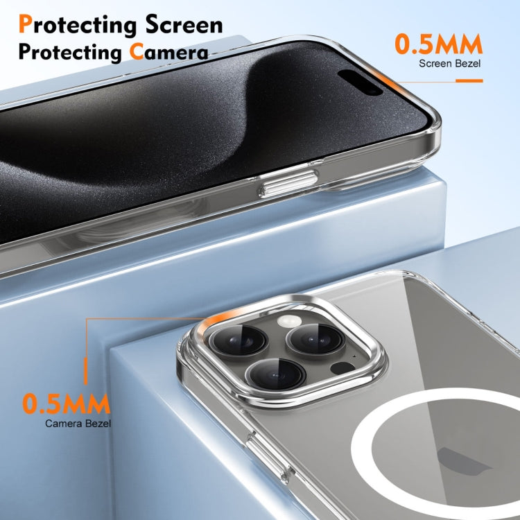 For iPhone 16 Pro Max Ice Feel HD Transparent MagSafe PC Full Coverage Phone Case(White) by buy2fix