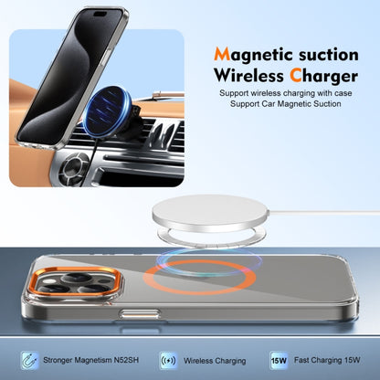 For iPhone 16 Pro Max Ice Feel HD Transparent MagSafe PC Full Coverage Phone Case(Orange) by buy2fix