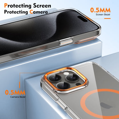 For iPhone 16 Pro Max Ice Feel HD Transparent MagSafe PC Full Coverage Phone Case(Orange) by buy2fix