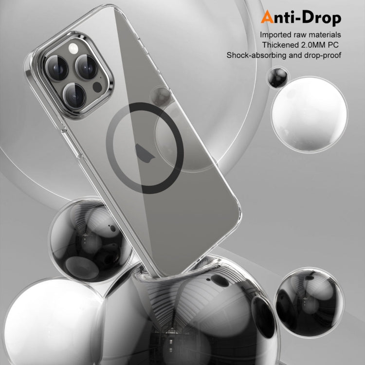 For iPhone 16 Pro Max Ice Feel HD Transparent MagSafe PC Full Coverage Phone Case(Black) by buy2fix