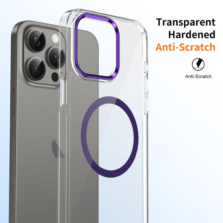 For iPhone 16 Pro Max Ice Feel HD Transparent MagSafe PC Full Coverage Phone Case(Purple) by buy2fix