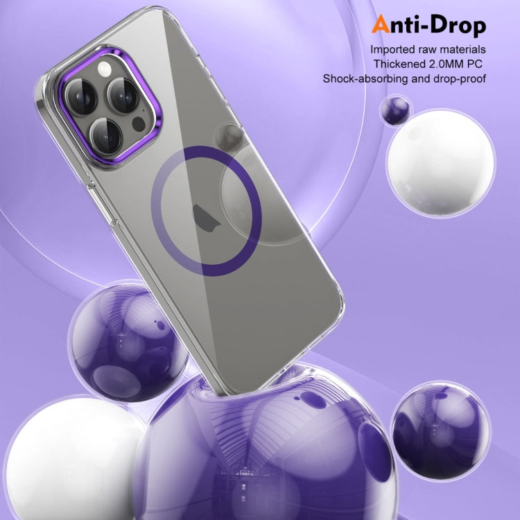 For iPhone 16 Pro Max Ice Feel HD Transparent MagSafe PC Full Coverage Phone Case(Purple) by buy2fix