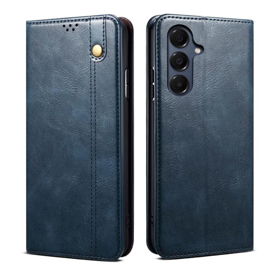 For Samsung Galaxy A17 5G Oil Wax Crazy Horse Texture Leather Phone Case(Blue)