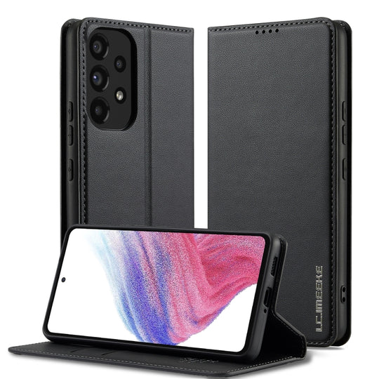 For Samsung Galaxy A53 5G LC.IMEEKE L1 Series Frosted Fine Texture PU Phone Case(Black)