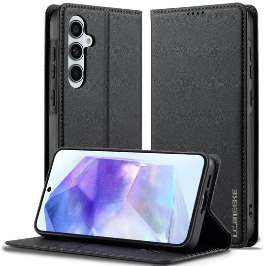 For Samsung Galaxy A56 5G LC.IMEEKE L1 Series Frosted Fine Texture PU Phone Case(Black)