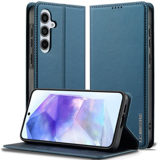For Samsung Galaxy A56 5G LC.IMEEKE L1 Series Frosted Fine Texture PU Phone Case(Blue)