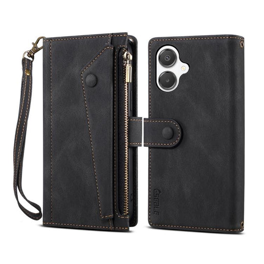 For Samsung Galaxy A06 5G ESEBLE Retro Frosted RFID Flip Leather Phone Case(Black)