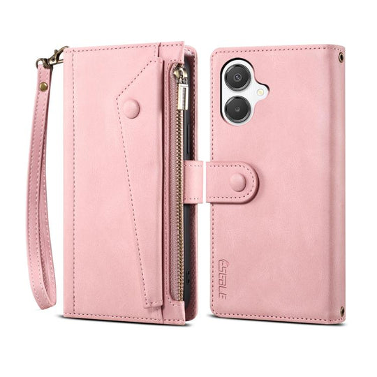 For Samsung Galaxy A06 5G ESEBLE Retro Frosted RFID Flip Leather Phone Case(Rose Gold)