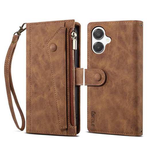 For Samsung Galaxy A07 4G ESEBLE Retro Frosted RFID Flip Leather Phone Case(Brown)