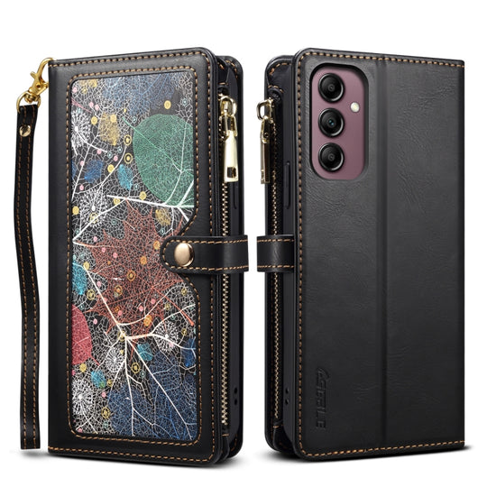 For Samsung Galaxy A36 ESEBLE Star Series Lanyard Zipper Wallet RFID Leather Case(Black)