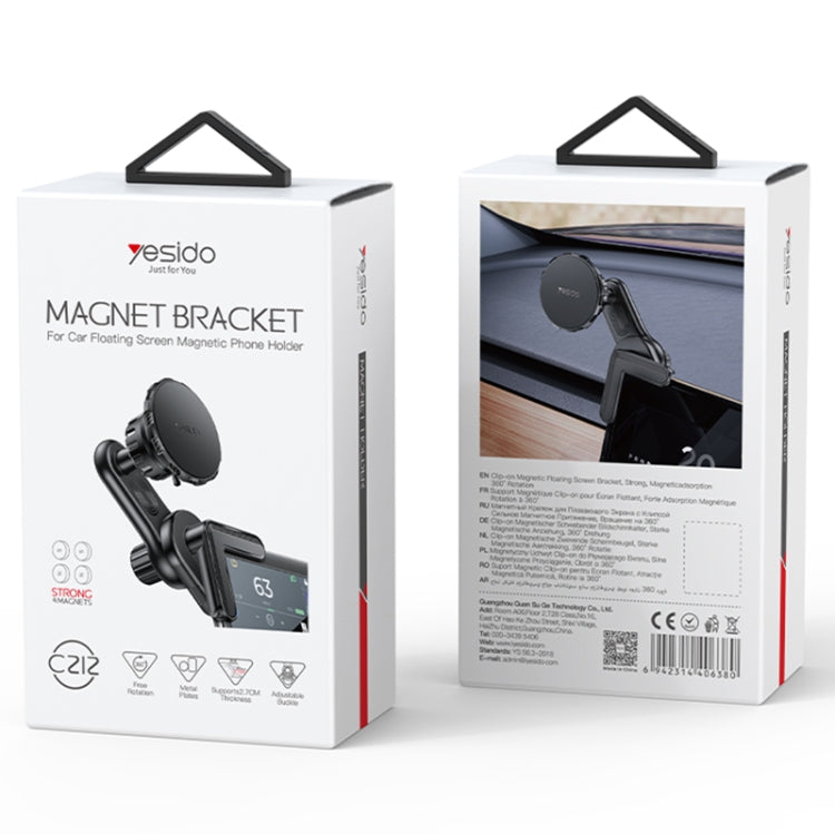 Yesido C212 Car Floating Screen Clip-on Magnetic Phone Holder(Black) by Yesido