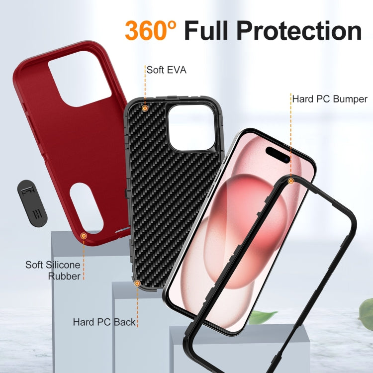 For iPhone 16 Pro Max Rugged PC + Silicone Phone Case with Holder(Red+Black) by buy2fix