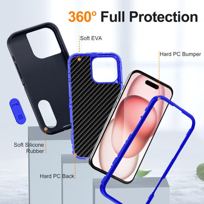 For iPhone 16 Pro Max Rugged PC + Silicone Phone Case with Holder(Dark Blue+Royal Blue) by buy2fix