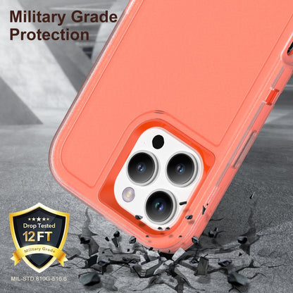 For iPhone 16 Pro Max Rugged PC + Silicone Phone Case with Holder(Transparent+Orange) by buy2fix