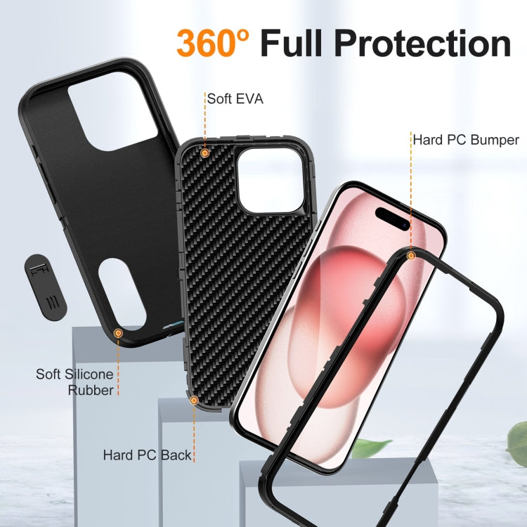 For iPhone 16 Pro Rugged PC + Silicone Phone Case with Holder(Black) by buy2fix