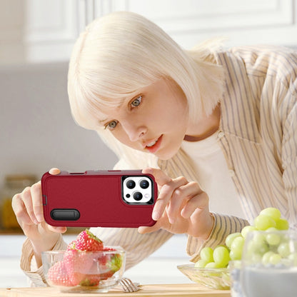 For iPhone 16 Pro Rugged PC + Silicone Phone Case with Holder(Red+Black) by buy2fix