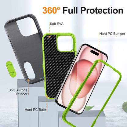 For iPhone 16 Pro Rugged PC + Silicone Phone Case with Holder(Grey+Fresh Green) by buy2fix