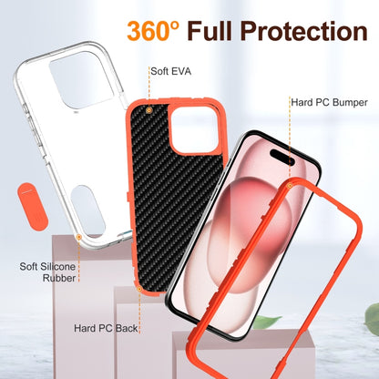For iPhone 16 Pro Rugged PC + Silicone Phone Case with Holder(Transparent+Orange) by buy2fix