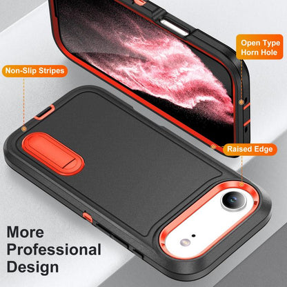 For iPhone Air Rugged PC + Silicone Phone Case with Holder(Black+Orange) - iPhone Air Cases by buy2fix | Online Shopping UK | buy2fix