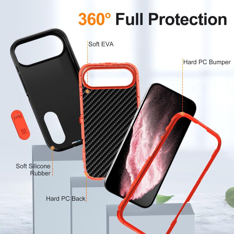 For iPhone Air Rugged PC + Silicone Phone Case with Holder(Black+Orange) - iPhone Air Cases by buy2fix | Online Shopping UK | buy2fix