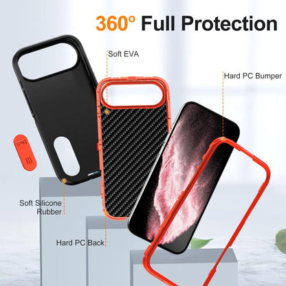 For iPhone Air Rugged PC + Silicone Phone Case with Holder(Black+Orange) - iPhone Air Cases by buy2fix | Online Shopping UK | buy2fix