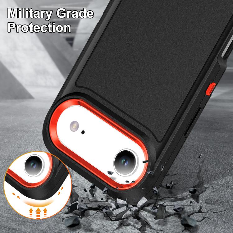 For iPhone Air Rugged PC + Silicone Phone Case with Holder(Black+Orange) - iPhone Air Cases by buy2fix | Online Shopping UK | buy2fix