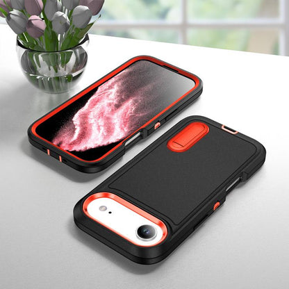 For iPhone Air Rugged PC + Silicone Phone Case with Holder(Black+Orange) - iPhone Air Cases by buy2fix | Online Shopping UK | buy2fix