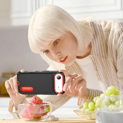 For iPhone Air Rugged PC + Silicone Phone Case with Holder(Black+Orange) - iPhone Air Cases by buy2fix | Online Shopping UK | buy2fix