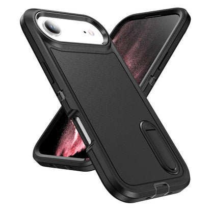 For iPhone Air Rugged PC + Silicone Phone Case with Holder(Black) - iPhone Air Cases by buy2fix | Online Shopping UK | buy2fix