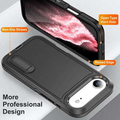 For iPhone Air Rugged PC + Silicone Phone Case with Holder(Black) - iPhone Air Cases by buy2fix | Online Shopping UK | buy2fix