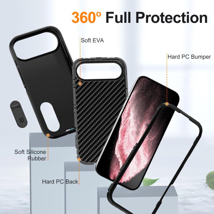 For iPhone Air Rugged PC + Silicone Phone Case with Holder(Black) - iPhone Air Cases by buy2fix | Online Shopping UK | buy2fix