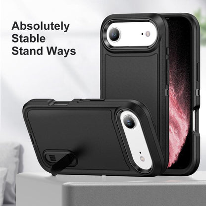 For iPhone Air Rugged PC + Silicone Phone Case with Holder(Black) - iPhone Air Cases by buy2fix | Online Shopping UK | buy2fix