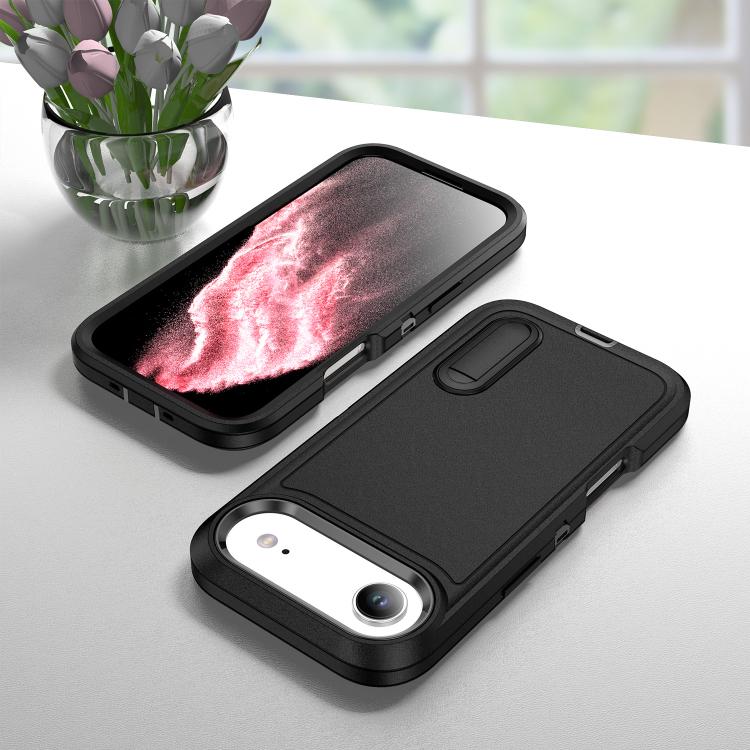 For iPhone Air Rugged PC + Silicone Phone Case with Holder(Black) - iPhone Air Cases by buy2fix | Online Shopping UK | buy2fix