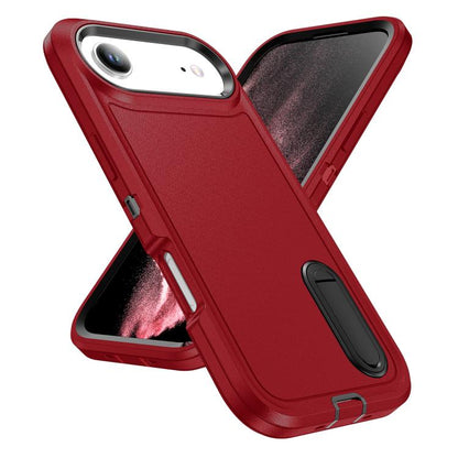 For iPhone Air Rugged PC + Silicone Phone Case with Holder(Red+Black) - iPhone Air Cases by buy2fix | Online Shopping UK | buy2fix