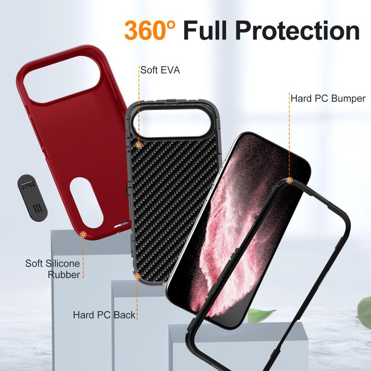 For iPhone Air Rugged PC + Silicone Phone Case with Holder(Red+Black) - iPhone Air Cases by buy2fix | Online Shopping UK | buy2fix