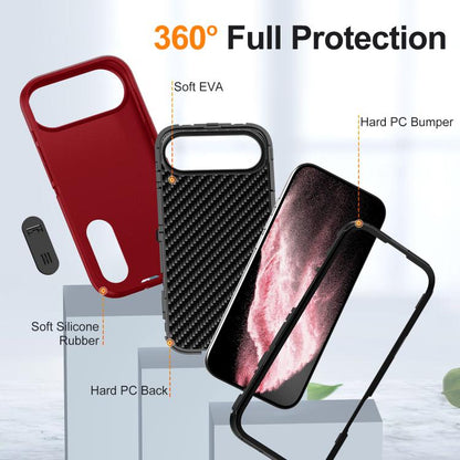 For iPhone Air Rugged PC + Silicone Phone Case with Holder(Red+Black) - iPhone Air Cases by buy2fix | Online Shopping UK | buy2fix